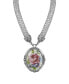 ფოტო #1 პროდუქტის Silver-Tone Mesh Tube Chain with Oval Flower Pendant 18" Necklace