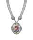 Фото #1 товара Silver-Tone Mesh Tube Chain with Oval Flower Pendant 18" Necklace