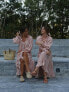 Фото #3 товара Labelrail x Collyer Twins frill midaxi dress with balloon sleeves in pink ditsy print