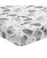 Фото #1 товара Jungle Safari 100% Cotton White/Gray Elephant/Lion Fitted Crib Sheet