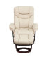 Multi-Position Recliner & Curved Ottoman With Swivel Wood Base