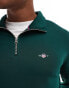 GANT shield logo half zip sweatshirt in dark green