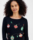 ფოტო #3 პროდუქტის Women's Ornament String Long-Sleeve Top, Created for Macy's