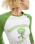 Daisy Street broccoli nyc raglan tee in white and green