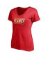 ფოტო #3 პროდუქტის Women's Red Calgary Flames Plus Size Mascot In Bounds V-Neck T-shirt