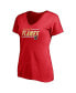 ფოტო #3 პროდუქტის Women's Red Calgary Flames Plus Size Mascot In Bounds V-Neck T-shirt