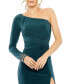 Women's One Sleeve Beaded Cuff Side Twist Gown