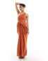 Фото #1 товара ASOS DESIGN one shoulder draped maxi dress with full skirt in rust