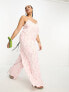 Glamorous Curve lace back strappy smock jumpsuit in pink floral