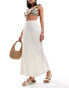 Pimkie linen back split maxi skirt in stone