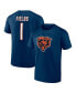 Фото #1 товара Men's Justin Fields Navy Chicago Bears Player Icon T-shirt