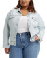 Фото #1 товара Plus Size Original Embroidered Denim Trucker Jacket