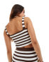 4th & Reckless zoe bandeau stripe knit beach crop top co-ord in chocolate