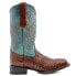 Фото #2 товара Ferrini Stampede Crocodile Square Toe Cowboy Mens Blue, Brown Casual Boots 4049