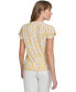 ფოტო #2 პროდუქტის Women's Floral-Print Flutter-Sleeve Shirred-Shoulder V-Neck Top