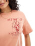 Фото #5 товара ONLY 'Aesthetics Naturale' graphic boxy tee in peach