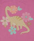 Фото #3 товара Костюм для малышей Kids Headquarters Комплект 2-х предметов с топом в стиле динозавра и шортами из футбольной ткани с цветочным узором.