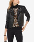 ფოტო #3 პროდუქტის Petite Leather Moto Jacket