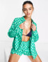 The Frolic corallia long sleeve shirt co-ord in green checkerboard print Schachbrettmuster in Grün, 36 - фото #1