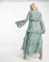 Фото #3 товара ASOS DESIGN Maternity soft midi dress with button front and trailing floral embellishment in sage