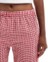 Pull&Bear pull on gingham check trousers in red