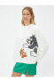 Tom ve Jerry Sweatshirt Bisiklet Yaka Lisanslı Ribanalı Baskılı