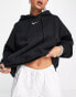 Nike mini swoosh extra oversized pullover hoodie in black and sail