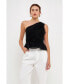 Фото #2 товара Women's One Shoulder Shirred Tulle Top