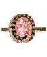 ფოტო #2 პროდუქტის Peach Morganite (7/8 ct. t.w.) & Diamond (3/8 ct. t.w.) Halo Ring in 14k Rose Gold