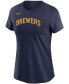 ფოტო #3 პროდუქტის Women's Christian Yelich Navy Milwaukee Brewers Name Number T-shirt