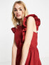 Vero Moda Aware cross front midi dress with frill detail in red