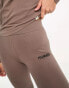 Hummel high waist leggings with deep waistband in taupe