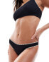 River Island textured whipstitch bikini brief in black