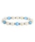 ფოტო #1 პროდუქტის Mother of Imitation Pearl with Aqua Stone Stretch Bracelet