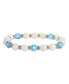 ფოტო #1 პროდუქტის Mother of Imitation Pearl with Aqua Stone Stretch Bracelet