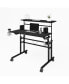 Rolling Writing Desk With Height Adjustable Desktop And Moveable Shelf