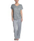 ფოტო #1 პროდუქტის Women's Relaxed Butter-Knit Short Sleeve Pajama Set