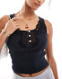 Фото #4 товара Miss Selfridge sleeveless top with lace and button detail in black