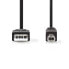 Nedis CCGB60100BK20 - 2 m - USB A - USB B - USB 2.0 - 480 Mbit/s - Black