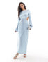 Фото #1 товара Kaiia satin cut out bow back maxi dress in baby blue