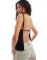 Weekday Fleur high neck cami top with exposed back in black