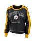 ფოტო #2 პროდუქტის Women's Black Pittsburgh Steelers Plus Size Colorblock Long Sleeve T-shirt