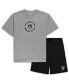 ფოტო #2 პროდუქტის Men's Heathered Gray, Black Brooklyn Nets Big and Tall T-shirt and Shorts Sleep Set