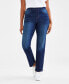 Фото #1 товара Women's Mid-Rise Pull-On Straight-Leg Denim Jeans, Created for Macy's