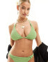 Ivory Rose Fuller Bust dual sized knot front crinkle triangle bikini top in apple green