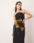 Фото #1 товара ASOS EDITION sculptural floral embellished bandeau column midi dress in black