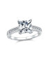 ფოტო #1 პროდუქტის Classic Traditional Cubic Zirconia 3CT Square AAA CZ Princess Cut Solitaire Engagement Ring For Women .925 Sterling Silver Milgrain Pave Band