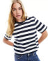 Selected Femme boxy fit t-shirt in navy stripe Dunkelsaphir, XS - фото #1