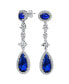 Wedding Simulated Royal Blue Sapphire Cubic Zirconia Halo Long Pear Solitaire Teardrop CZ Statement Dangle Chandelier Earrings Pageant Bridal Party