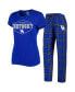 ფოტო #1 პროდუქტის Women's Royal, Black Kentucky Wildcats Badge T-shirt and Flannel Pants Sleep Set